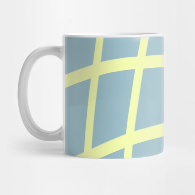 Yellow Crisscross Wavy Grid Design on a Greenish Blue Backdrop, made by EndlessEmporium by EndlessEmporium